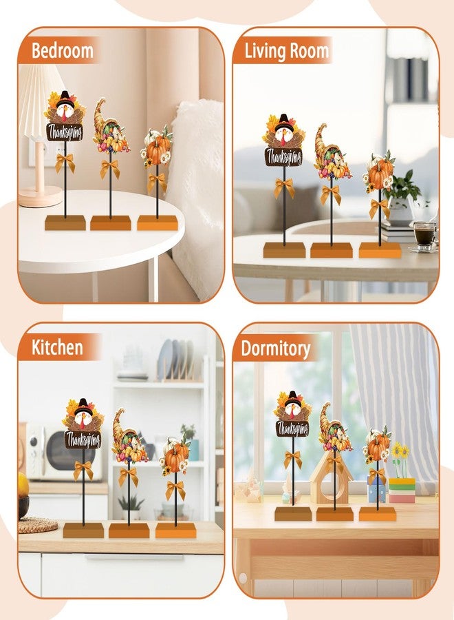 Vorruil 3PCS Thanksgiving Tabletop Decor Standing, Wooden Pumpkin Tabletop Sign Decor for Centerpiece, Standing Block Table Sign, Vegetables for Harvest Fall Table Top Decoration for Home Kitchen Party - Image 4